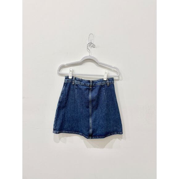 Maeve High Waisted Button-Front Denim Bow A-Line Mini Skirt Blue Women's Size 6 - Picture 5 of 8